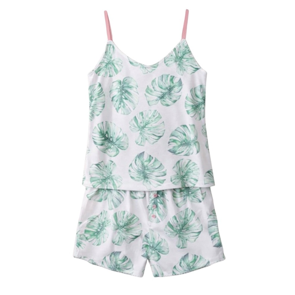 PJ Salvage Hawaiian Lotus Pajama Set Camisole & Shorts NWT Size XL/L Sleepwear - Picture 3 of 5